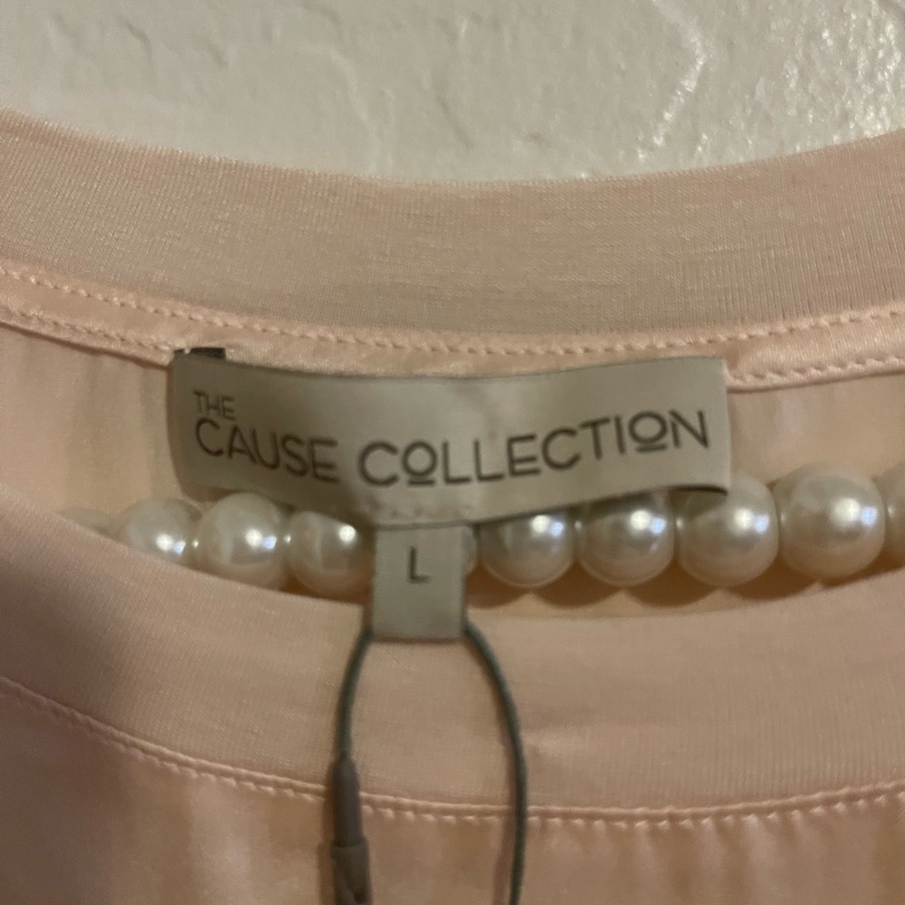 The Cause Collection Pale Pink 100% Silk Blouse Size L - Picture 3 of 3